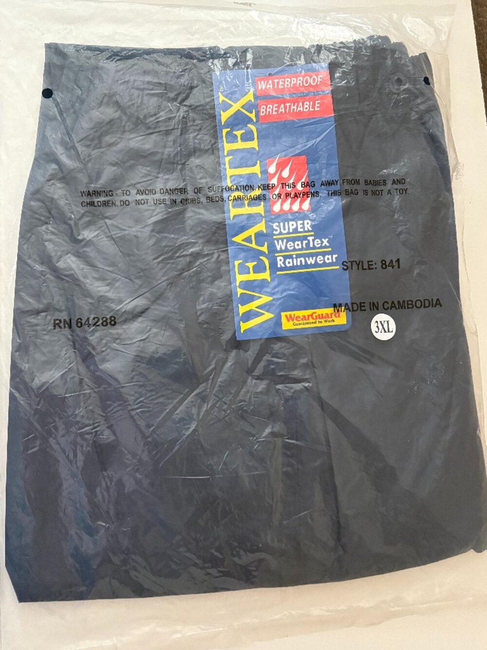 WearGuard Rain Pants 3XL Waterproof Workwear Outdoor NWT